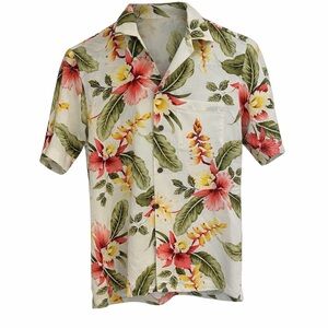 Two Palms Hawaii Floral Hawaiian Shirt XS Rayon Tropical Aloha